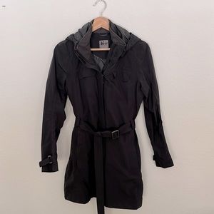 REI black raincoat